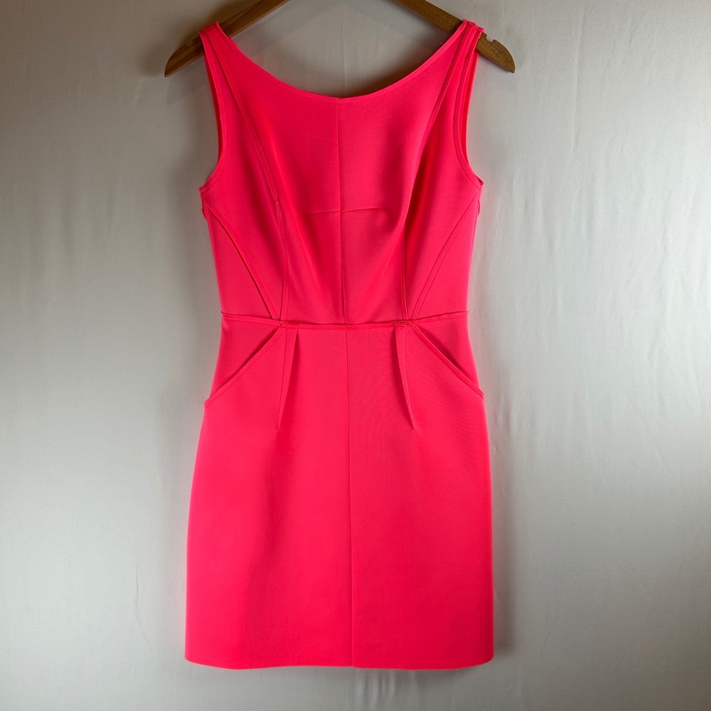 Milly Neon Pink Sleeveless Sheath Mini Dress with Pockets Size 2 Made in USA